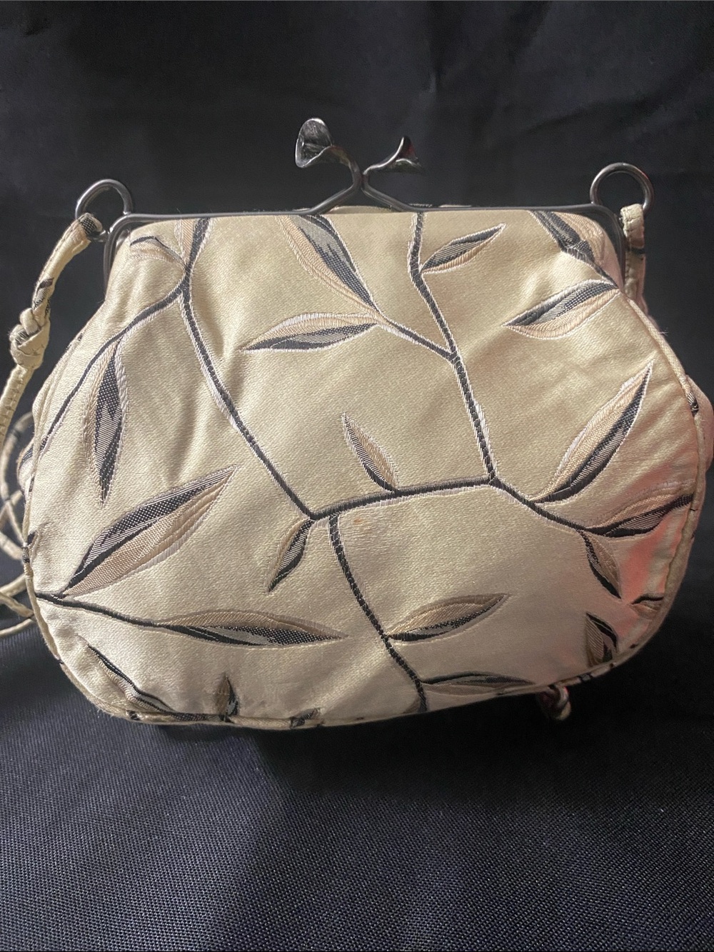 Prada Linea Rossa Cream Leaf-Embroidered Evening bag